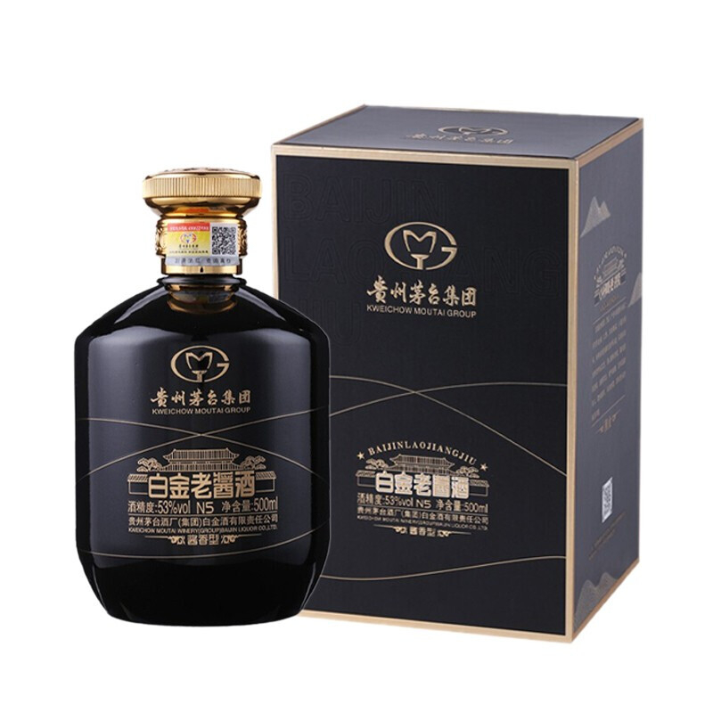 貴州茅臺(tái)集團(tuán)白金老醬酒N5黑金口感醬香型53度白酒500ml單瓶裝