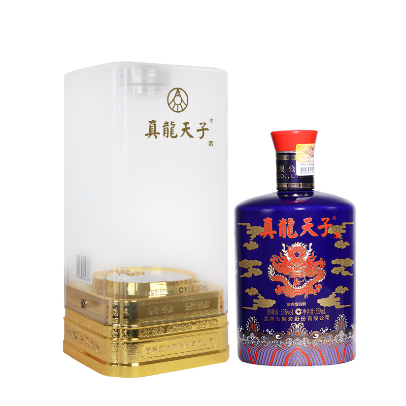 五糧液真龍?zhí)熳泳疲ㄋ{龍）口感濃香型52度白酒550ml單瓶裝