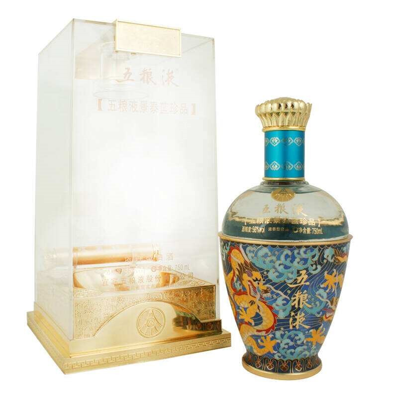 五糧液景泰藍(lán)珍品龍騰四?？诟袧庀阈?6度白酒750ml單瓶裝