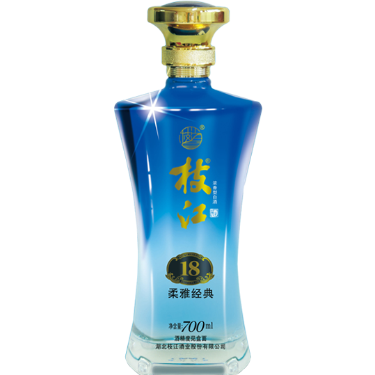 湖北枝江酒業(yè)柔雅經(jīng)典18藍色42度柔雅香型700ml單瓶裝