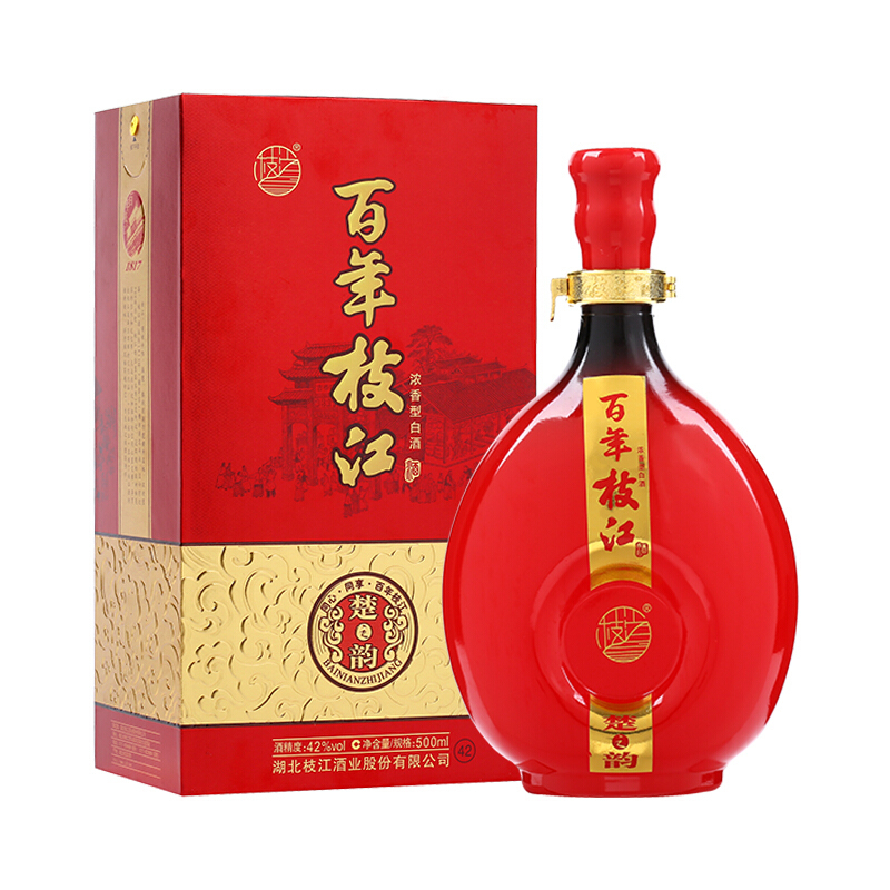 湖北枝江酒業(yè)百年枝江楚之韻42度濃香型500ml單瓶裝