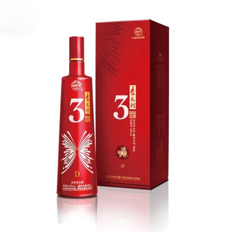 山西杏花村汾酒杏花村3號(hào)40度清香型500ml單瓶裝
