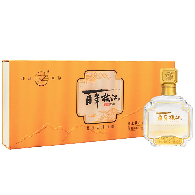 湖北枝江酒業(yè)百年枝江金坊1984禮品42度其它香型100ml單瓶裝