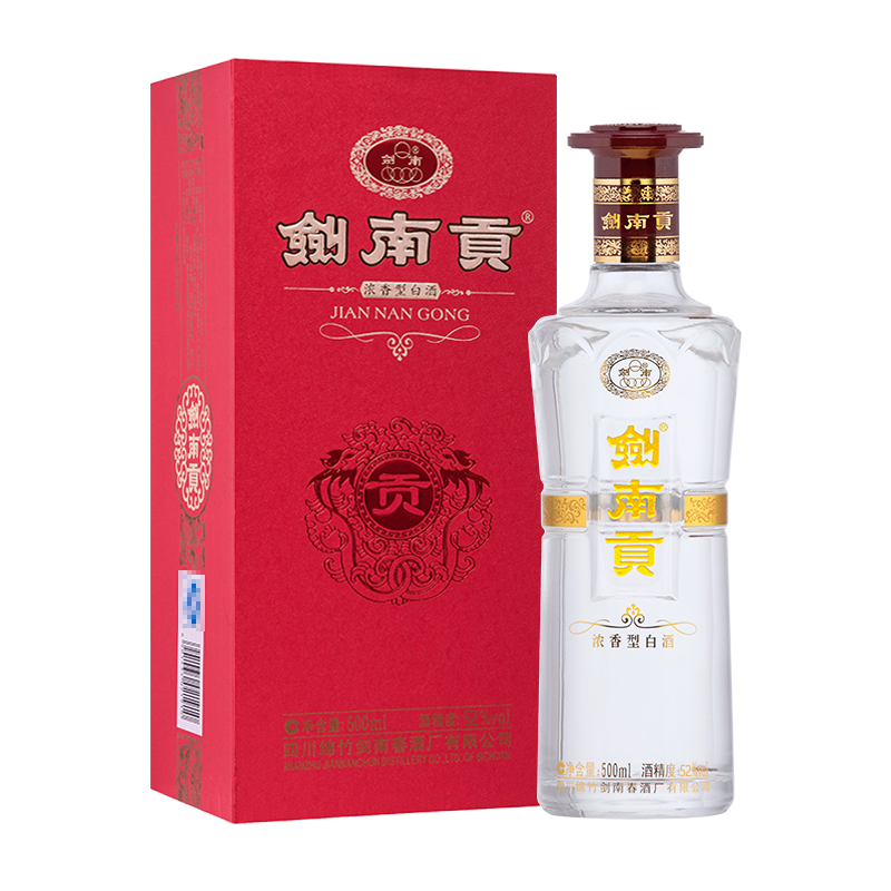 四川劍南春酒廠劍南貢52度口感濃香型白酒500ml單瓶裝