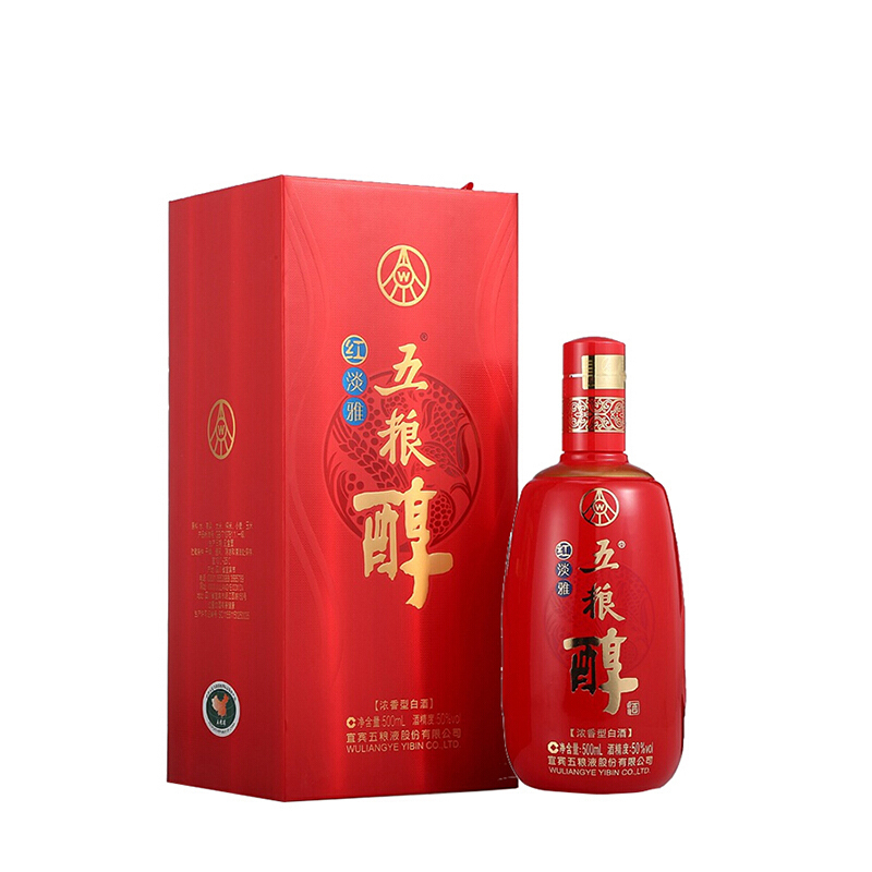 五糧液五糧醇紅淡雅50度濃香型白酒500ml單瓶裝