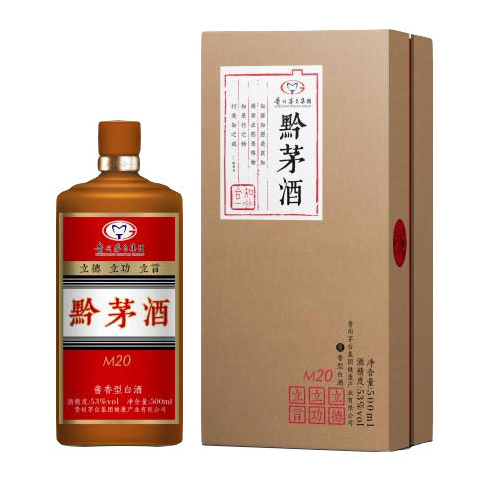 貴州茅臺(tái)集團(tuán)黔茅酒M20口感醬香型53度白酒500ml單瓶裝