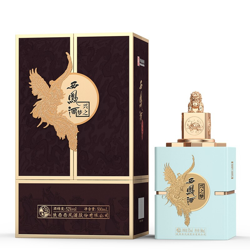 陜西西鳳酒興之夢文創(chuàng)藝術(shù)酒口感綿柔鳳香型52度白酒500ml單瓶裝