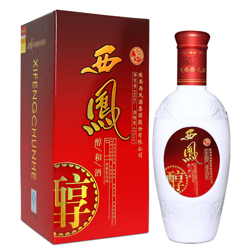 西鳳白酒醇和酒42度濃香型460ml單瓶裝