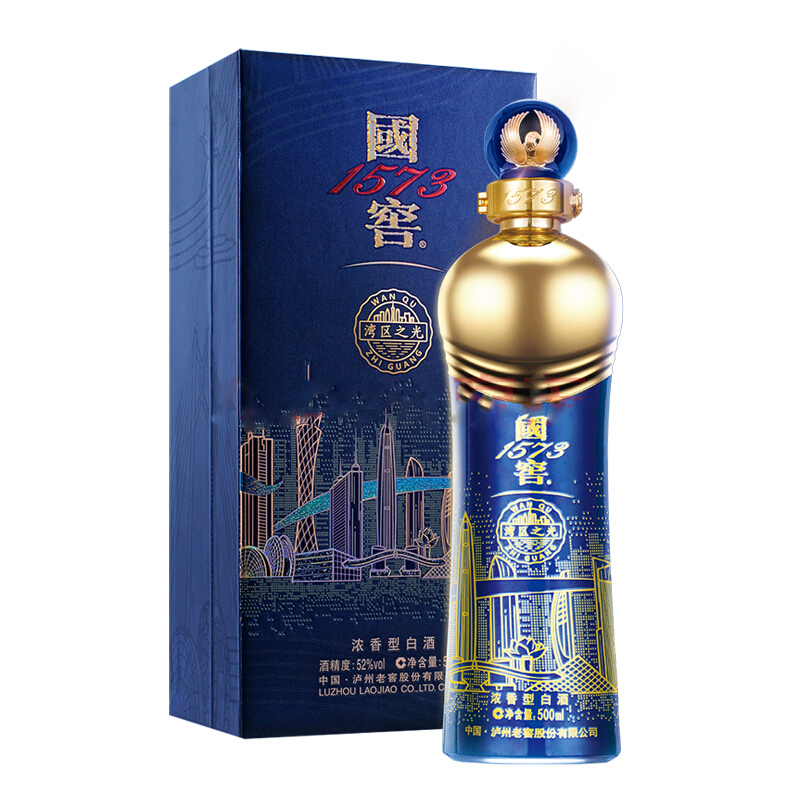 四川瀘州老窖國(guó)窖1573灣區(qū)之光口感濃香型52度白酒500ml單瓶裝