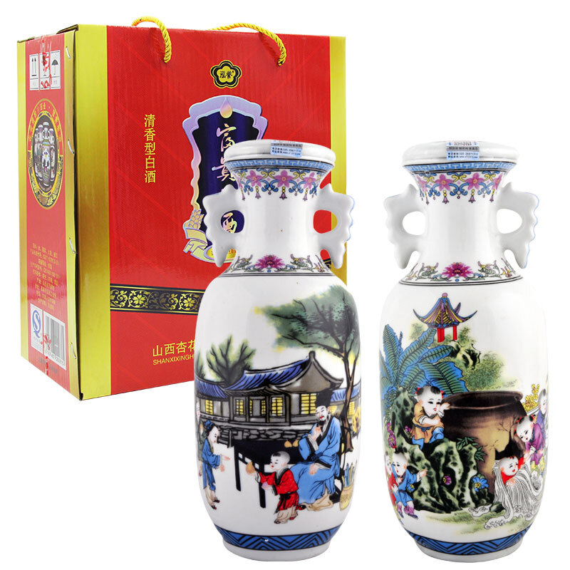 山西杏花村汾酒杏花村富貴老酒53度清香型1000m一壇裝