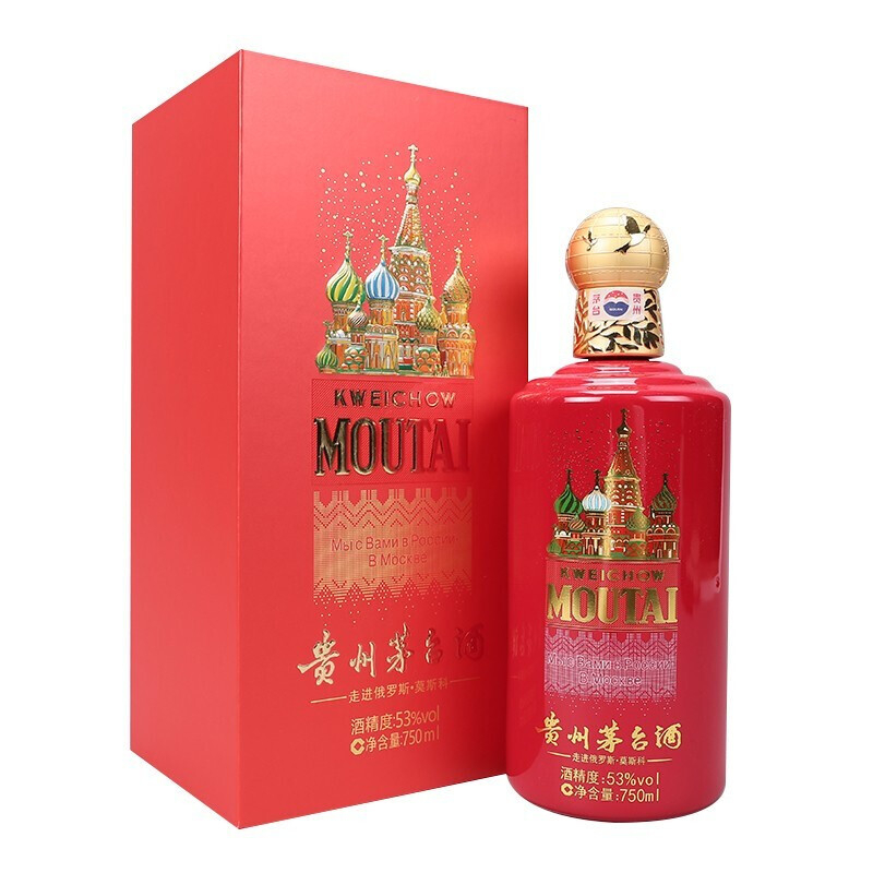 貴州茅臺(tái)集團(tuán)走進(jìn)俄羅斯·莫斯科口感醬香型53度白酒750ml單瓶裝