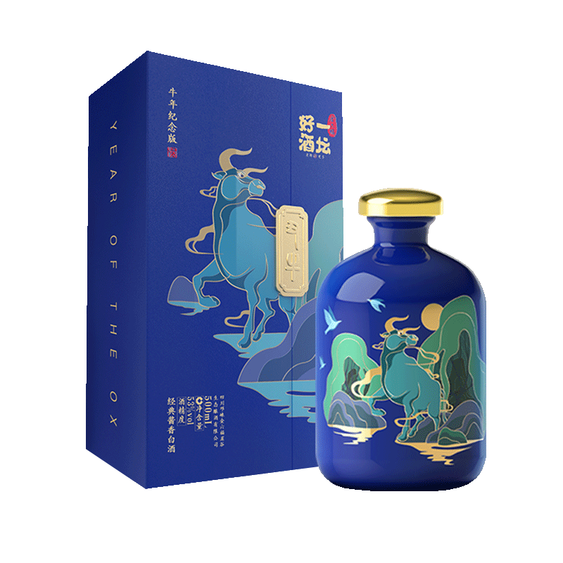 金六福一壇好酒牛年紀(jì)念版53度醬香型白酒500ml