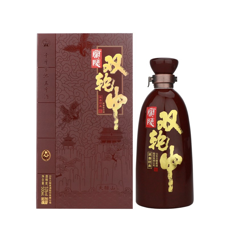 山東蘭陵美酒雙輪中53度濃香型500ml單瓶裝