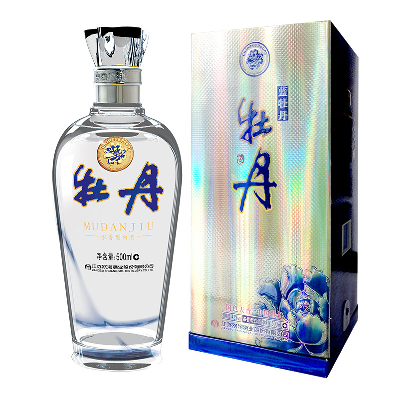 江蘇省雙溝酒牡丹系列升級(jí)版藍(lán)牡丹42度濃香型500ml單瓶裝