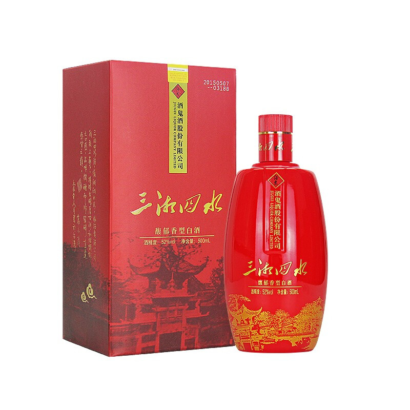 湖南酒鬼酒三湘四水52°度馥郁香型500ml單瓶裝
