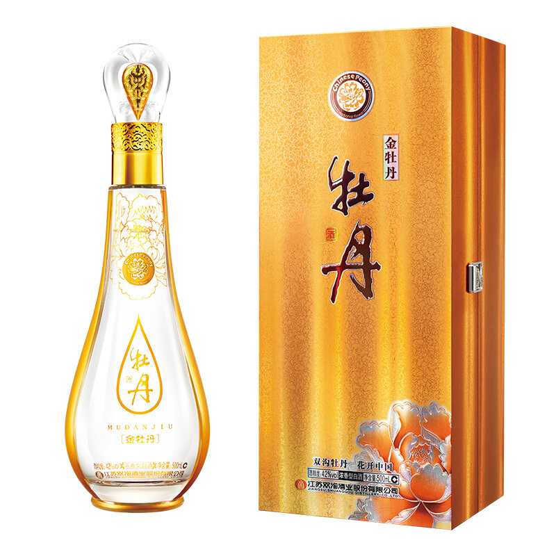 江蘇省雙溝酒牡丹系列精裝金牡丹42度濃香型500ml單瓶裝