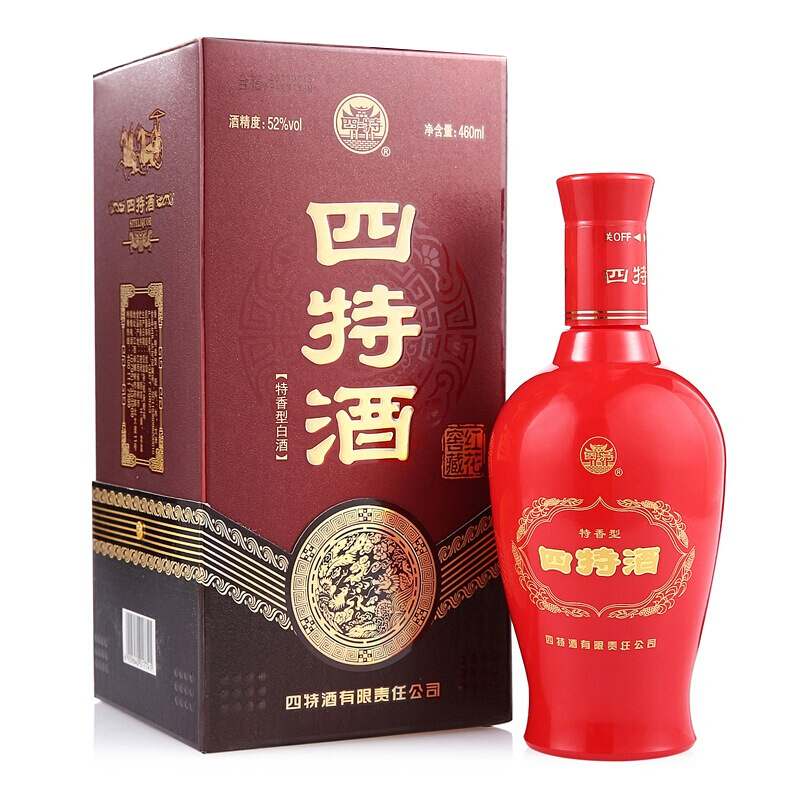 四特酒紅花窖藏52度特香型460ml單瓶裝