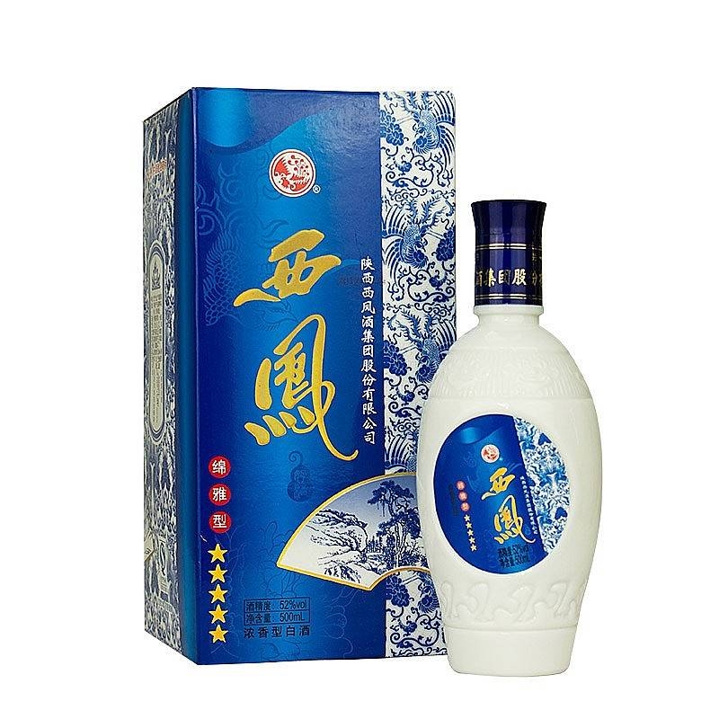 陜西西鳳酒綿雅型5星口感綿柔鳳香型52度白酒500ml單瓶裝