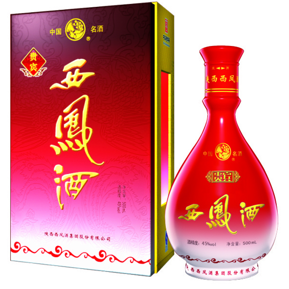 陜西西鳳酒貴賓紅花瓷四星口感鳳香型45度白酒500ml單瓶裝