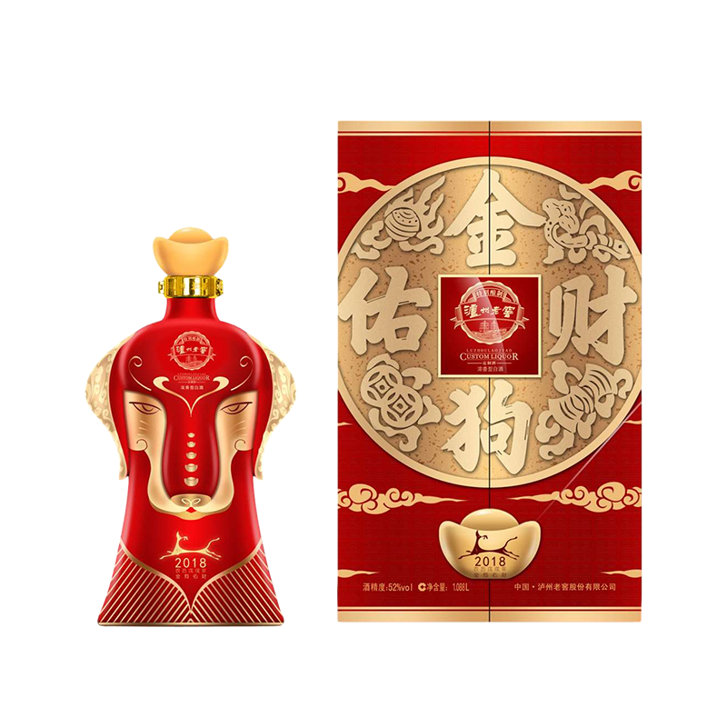 瀘州老窖狗年新春生肖紀(jì)念酒口感濃香型52度白酒1088ml單瓶裝