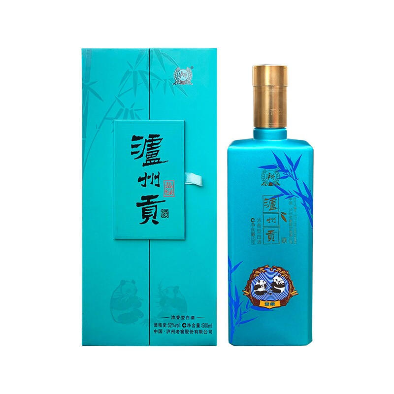 瀘州老窖瀘州貢翡綠52度濃香型白酒500ml單瓶裝