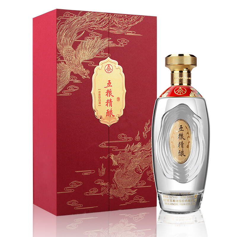 五糧液五糧精釀龍鳳呈祥口感濃香型52度白酒500ml單瓶裝