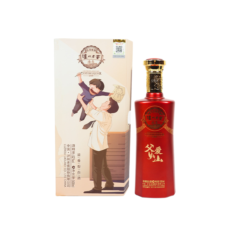 四川瀘州老窖定制酒父愛(ài)如山口感濃香型52度白酒500ml單瓶裝