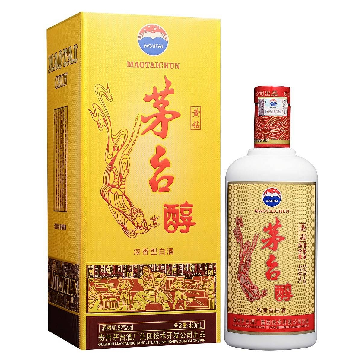 貴州茅臺集團(tuán)茅臺醇黃鉆口感濃香型52度白酒450ml單瓶裝