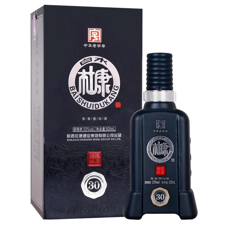 白水杜康漢唐酒祖30寶石藍口感清香型53度白酒500ml單瓶裝