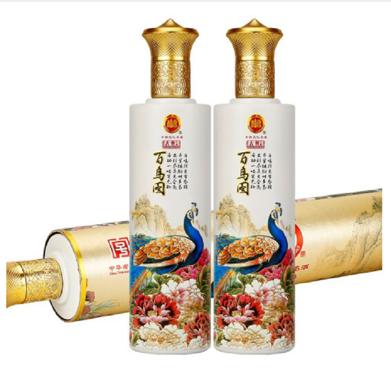 杜康白酒百鳥圖卷軸口感濃香型52度白酒500ml單瓶裝