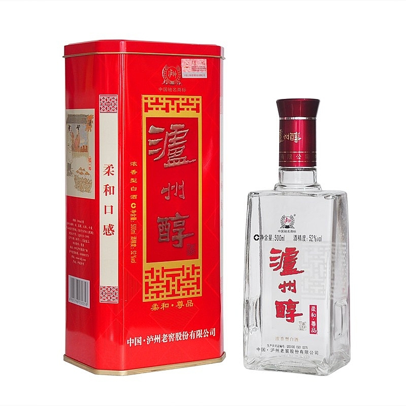 四川瀘州老窖瀘州醇柔和尊品口感濃香型52度白酒500ml單瓶裝