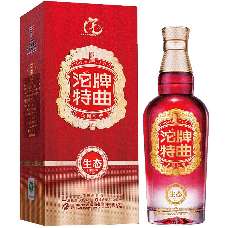 沱牌舍得沱牌特曲生態(tài)釀酒38度濃香型白酒500ml單瓶裝
