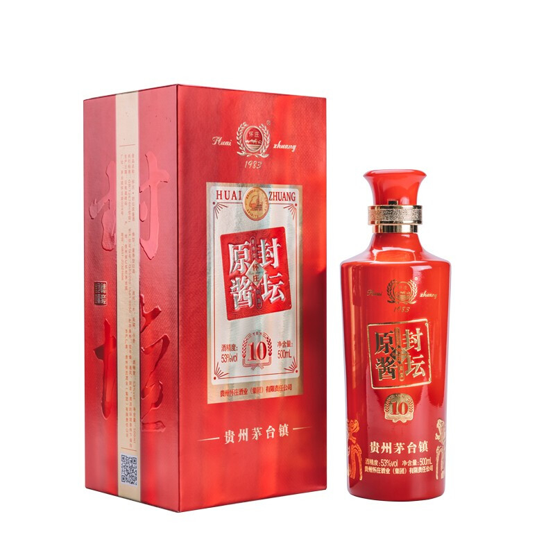 茅臺鎮(zhèn)懷莊原醬封壇10年53度醬香型500ml單瓶裝