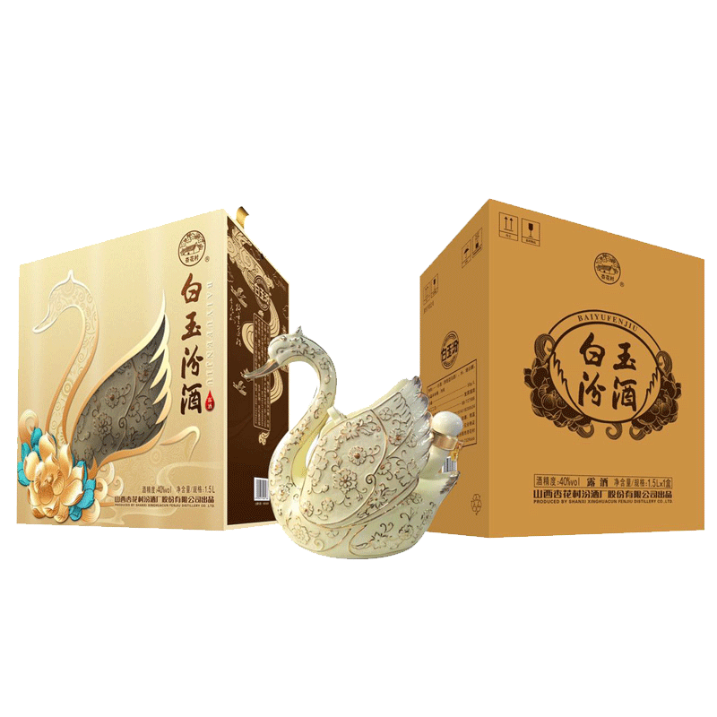 山西杏花村汾酒白玉汾酒露酒禮盒裝40度清香型1500ml單瓶裝