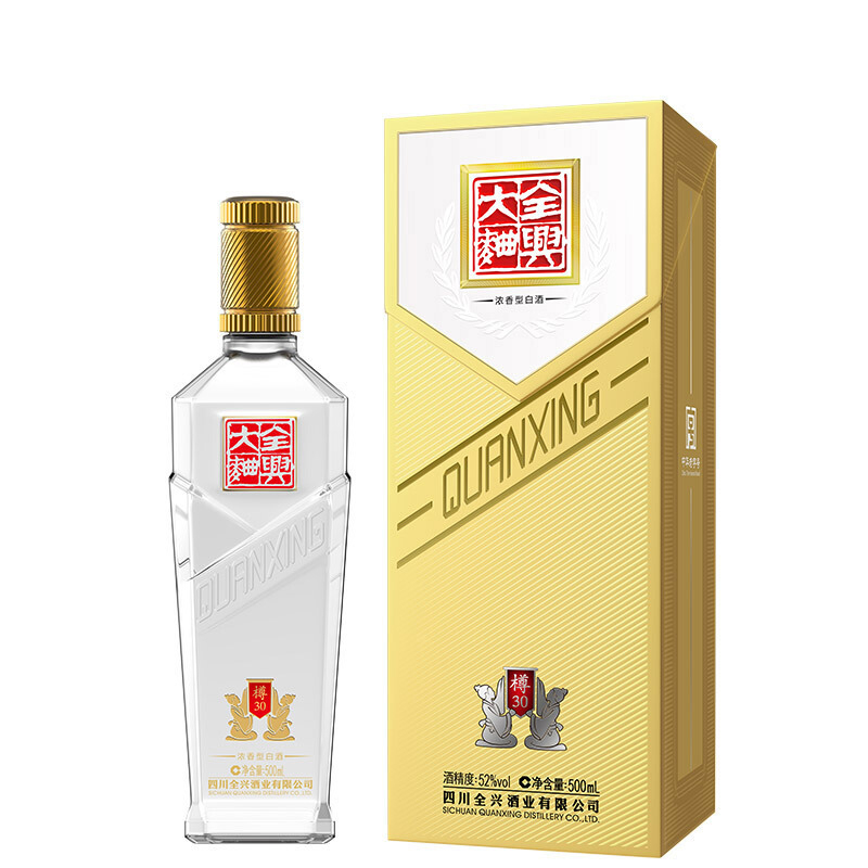 四川全興酒業(yè)52度大曲樽30濃香型500ml單瓶裝
