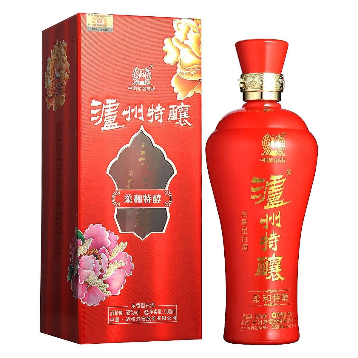 四川瀘州老窖瀘州特釀柔和特醇口感濃香型52度白酒500ml單瓶裝