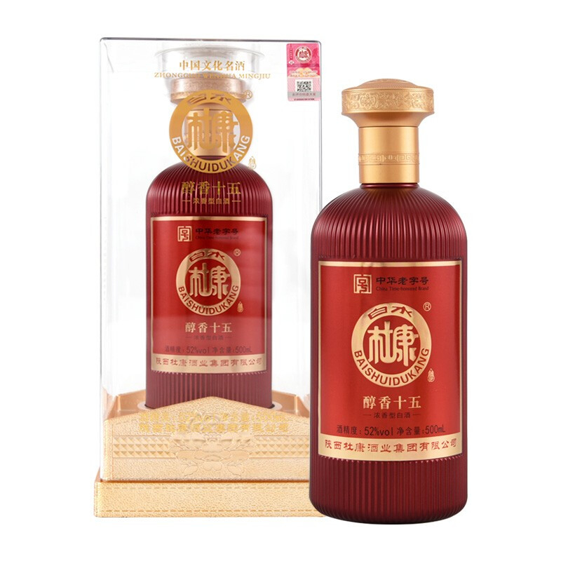 白水杜康醇香十五口感濃香型52度白酒500ml單瓶裝
