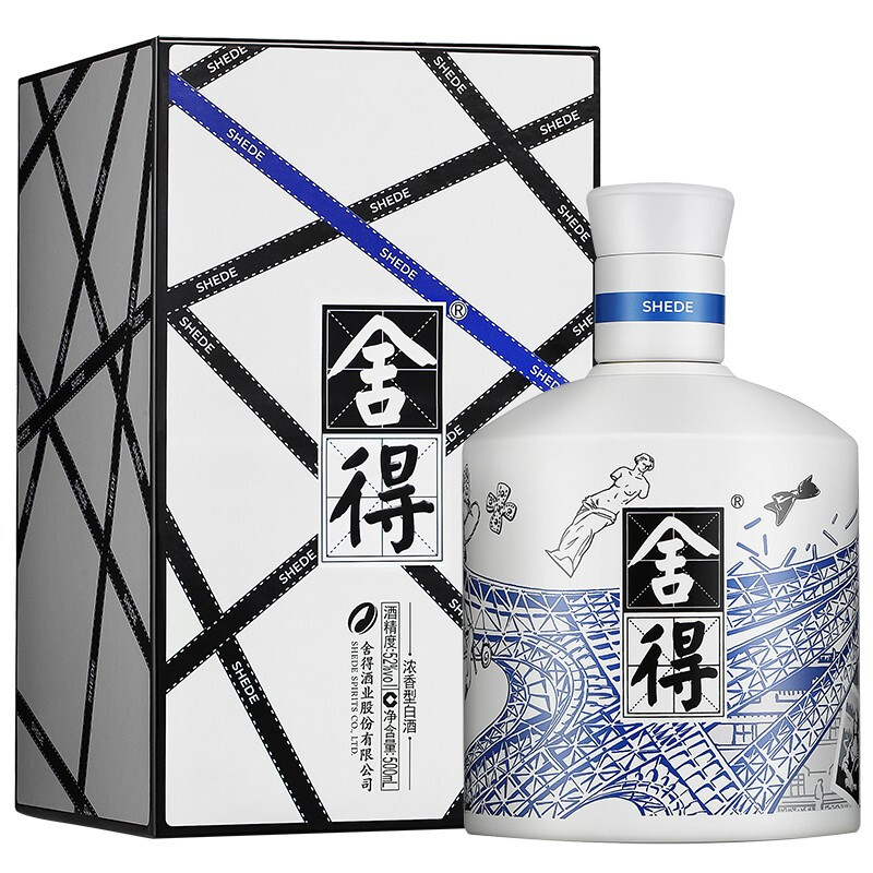 沱牌藝術(shù)舍得致敬中法系列藍(lán)鼎52度濃香型白酒500ml單瓶裝