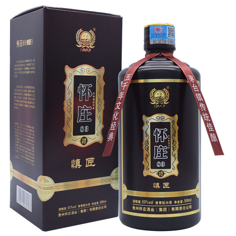 茅臺(tái)鎮(zhèn)懷莊83慎匠53度醬香型500ml單瓶裝
