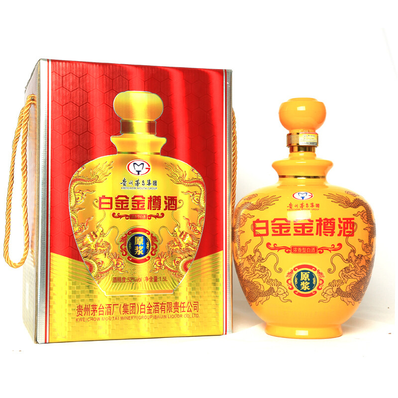 貴州茅臺(tái)集團(tuán)白金金樽酒原漿口感醬香型53度白酒1500ml壇裝