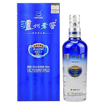 四川瀘州老窖鴻運(yùn)star精制頭曲藍(lán)鉆口感濃香型38度白酒500ml單瓶裝