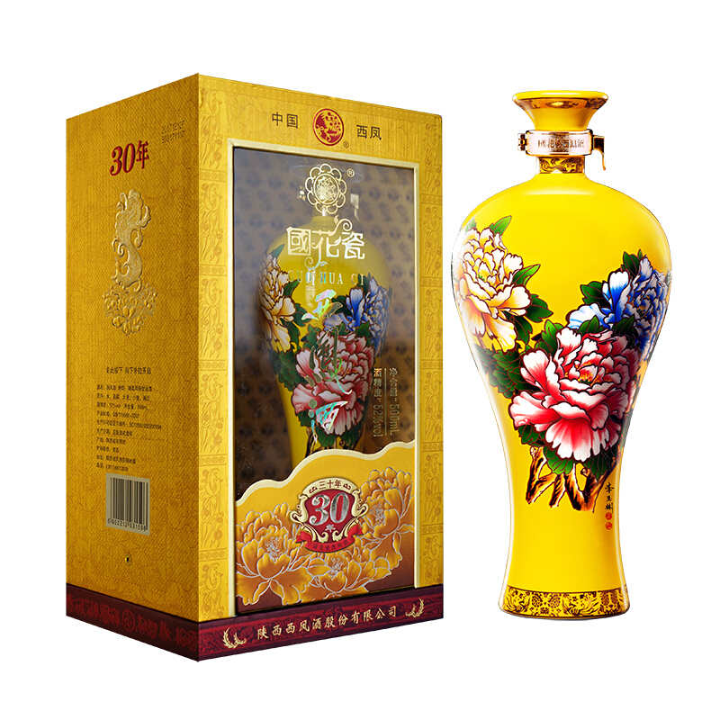 西鳳酒國花瓷30年陳釀52度鳳香型500ml單瓶裝