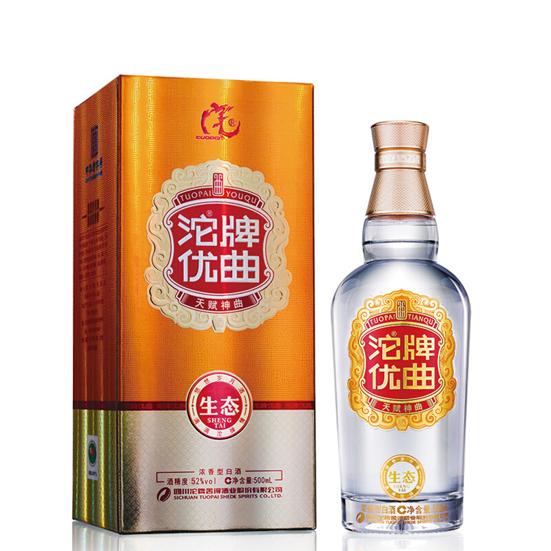 沱牌舍得沱牌優(yōu)曲生態(tài)52度濃香型白酒500ml單瓶裝