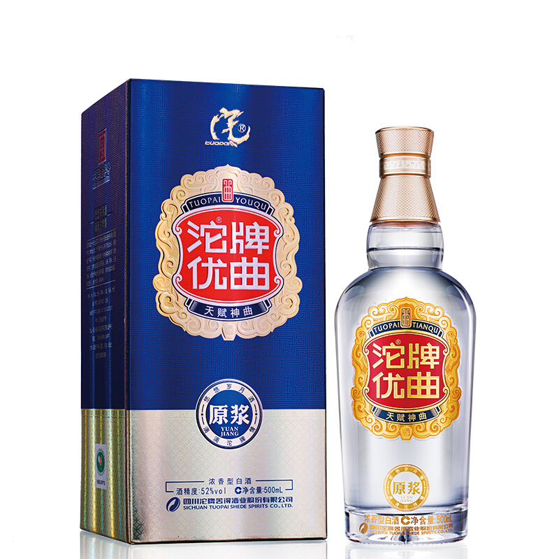沱牌舍得沱牌優(yōu)曲原漿52度濃香型白酒500ml單瓶裝